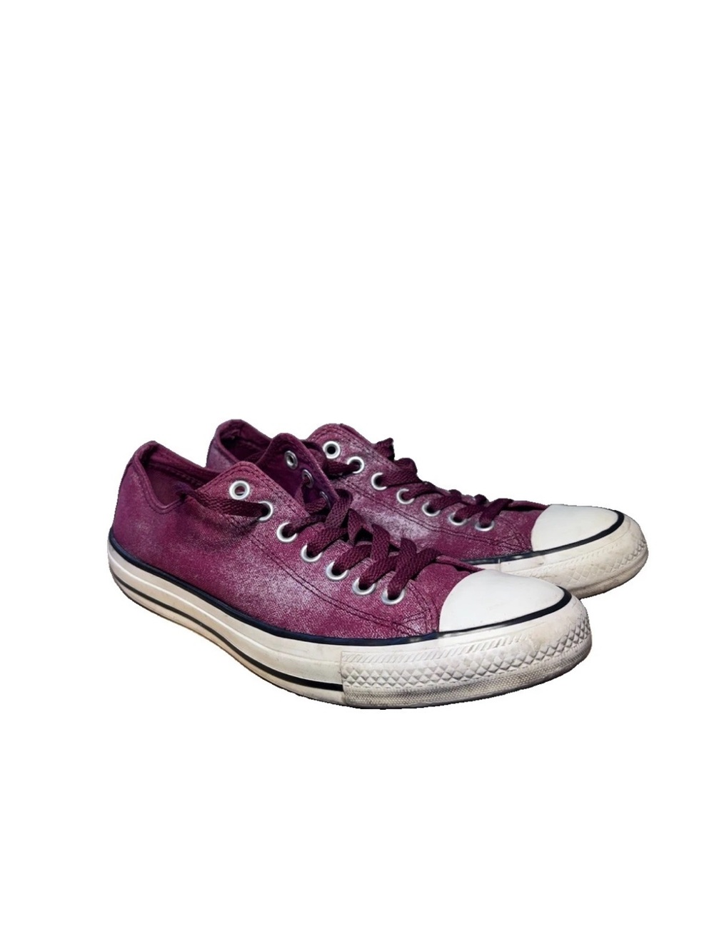 Converse All-Star Low Top Red Burgundy Silver Men's 8.5 Women's 10.5